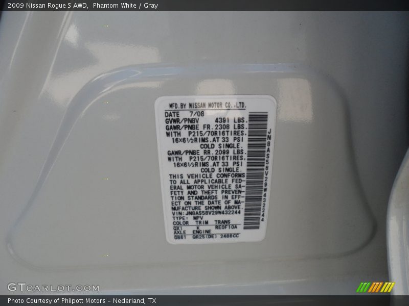 Phantom White / Gray 2009 Nissan Rogue S AWD