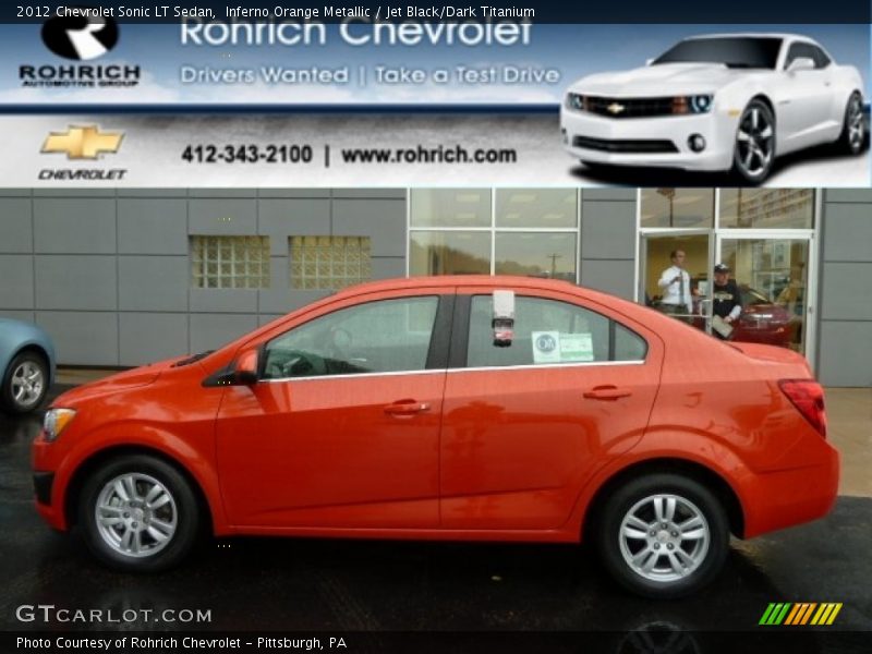Inferno Orange Metallic / Jet Black/Dark Titanium 2012 Chevrolet Sonic LT Sedan