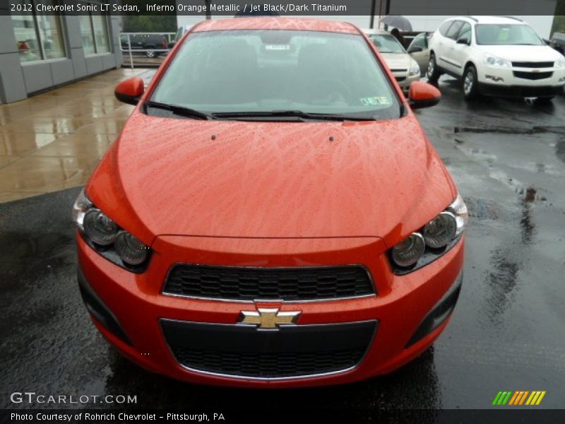 Inferno Orange Metallic / Jet Black/Dark Titanium 2012 Chevrolet Sonic LT Sedan