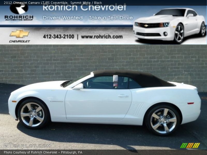Summit White / Black 2012 Chevrolet Camaro LT/RS Convertible