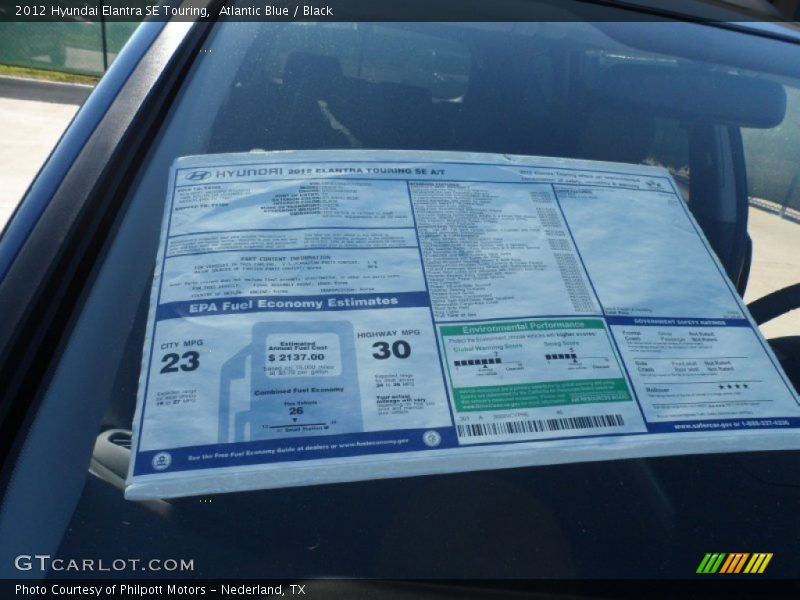  2012 Elantra SE Touring Window Sticker