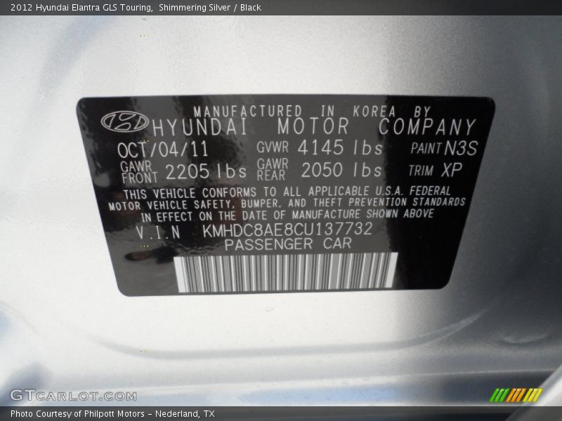 Shimmering Silver / Black 2012 Hyundai Elantra GLS Touring
