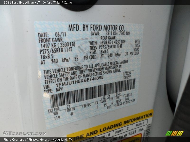 2011 Expedition XLT Oxford White Color Code Z1