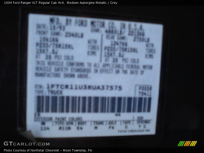 Medium Aubergine Metallic / Grey 1994 Ford Ranger XLT Regular Cab 4x4