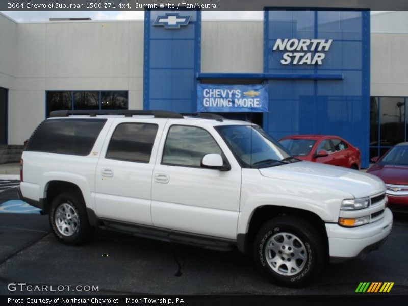 Summit White / Tan/Neutral 2004 Chevrolet Suburban 1500 Z71 4x4