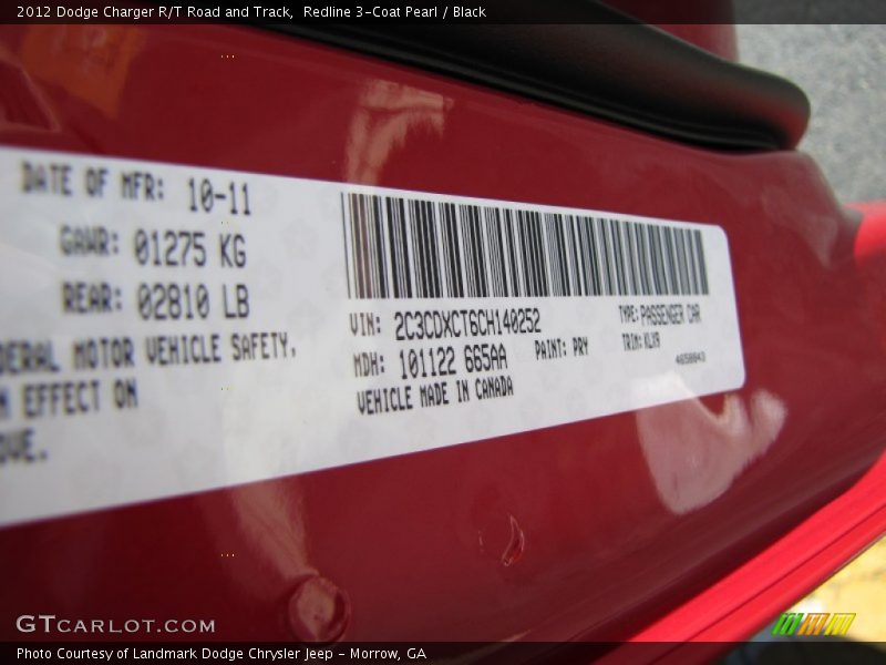 Redline 3-Coat Pearl / Black 2012 Dodge Charger R/T Road and Track