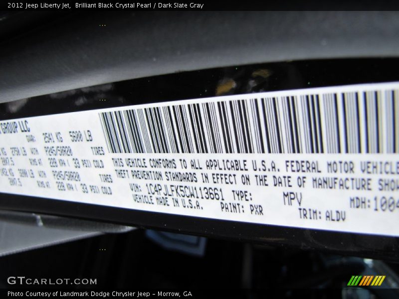 2012 Liberty Jet Brilliant Black Crystal Pearl Color Code PXR