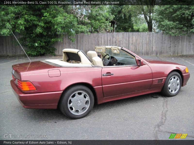 Garnet Red Metallic / Parchment 1991 Mercedes-Benz SL Class 500 SL Roadster