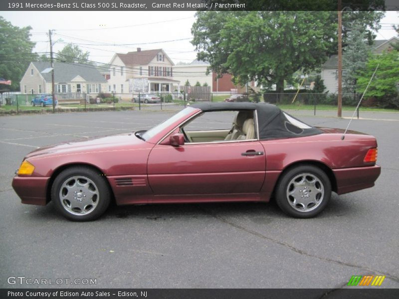 Garnet Red Metallic / Parchment 1991 Mercedes-Benz SL Class 500 SL Roadster