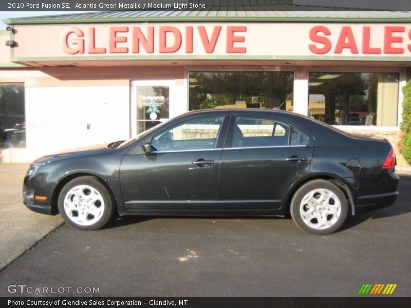 Atlantis Green Metallic / Medium Light Stone 2010 Ford Fusion SE