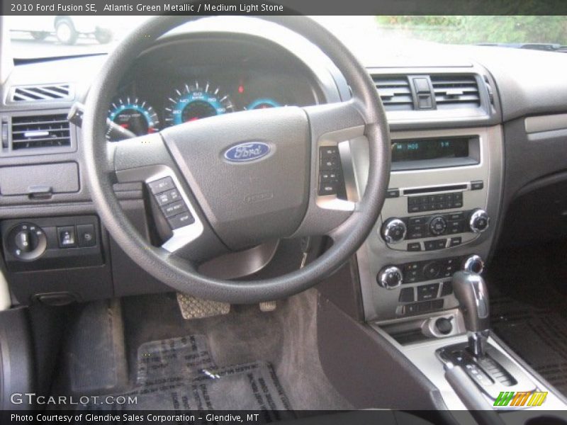 Atlantis Green Metallic / Medium Light Stone 2010 Ford Fusion SE