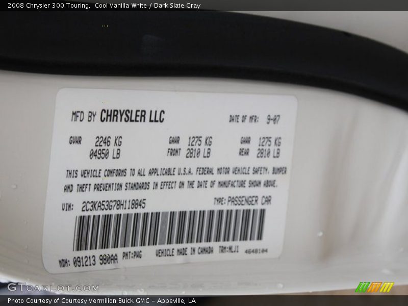 Cool Vanilla White / Dark Slate Gray 2008 Chrysler 300 Touring