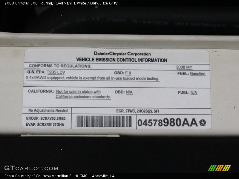 Cool Vanilla White / Dark Slate Gray 2008 Chrysler 300 Touring