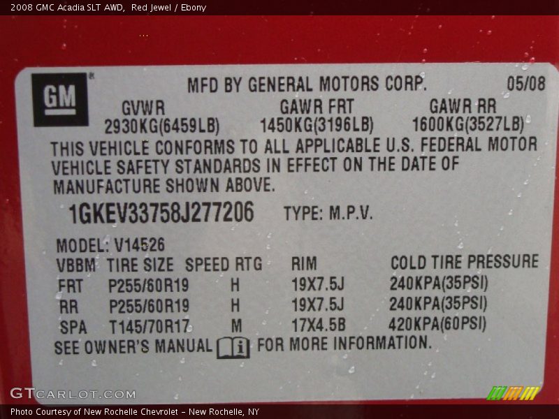 Red Jewel / Ebony 2008 GMC Acadia SLT AWD