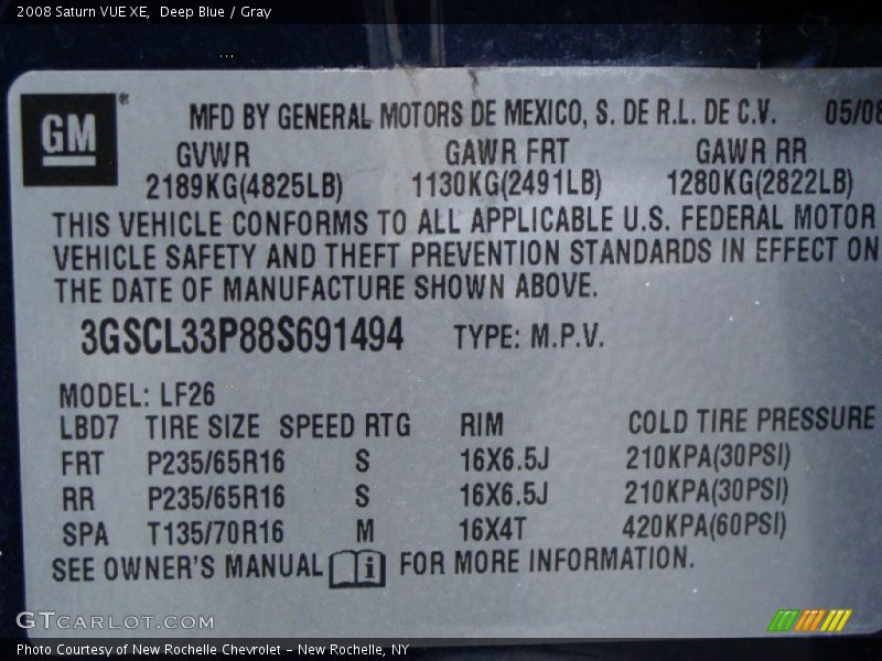 Deep Blue / Gray 2008 Saturn VUE XE