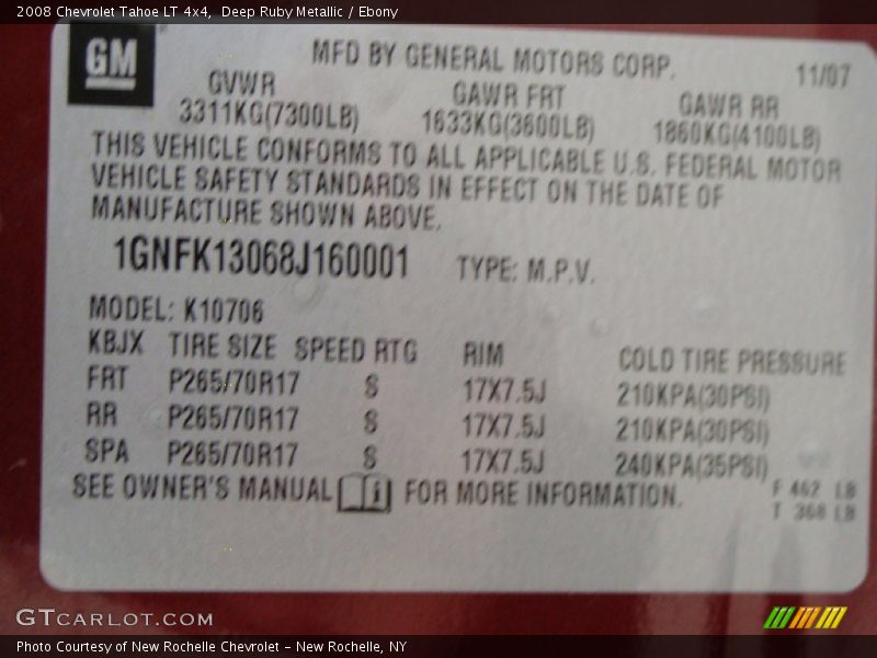 Deep Ruby Metallic / Ebony 2008 Chevrolet Tahoe LT 4x4