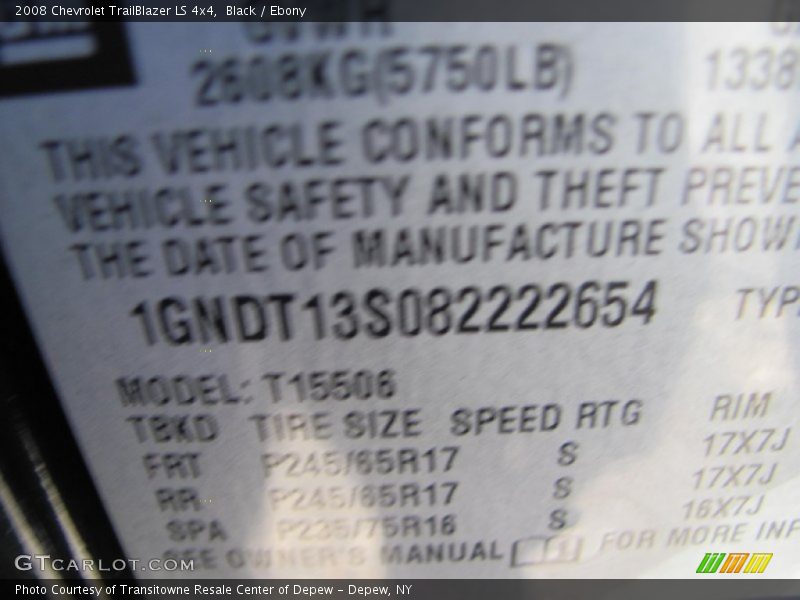 Black / Ebony 2008 Chevrolet TrailBlazer LS 4x4