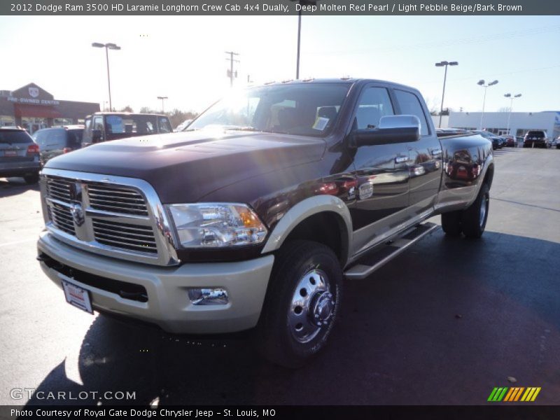 Deep Molten Red Pearl / Light Pebble Beige/Bark Brown 2012 Dodge Ram 3500 HD Laramie Longhorn Crew Cab 4x4 Dually