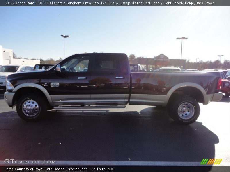 Deep Molten Red Pearl / Light Pebble Beige/Bark Brown 2012 Dodge Ram 3500 HD Laramie Longhorn Crew Cab 4x4 Dually