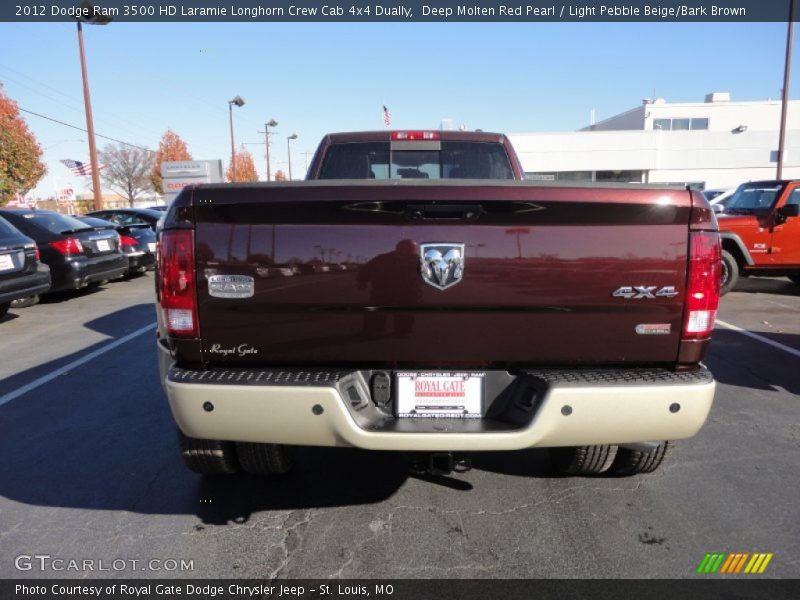 Deep Molten Red Pearl / Light Pebble Beige/Bark Brown 2012 Dodge Ram 3500 HD Laramie Longhorn Crew Cab 4x4 Dually