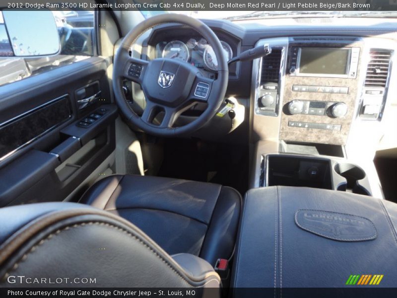 Deep Molten Red Pearl / Light Pebble Beige/Bark Brown 2012 Dodge Ram 3500 HD Laramie Longhorn Crew Cab 4x4 Dually