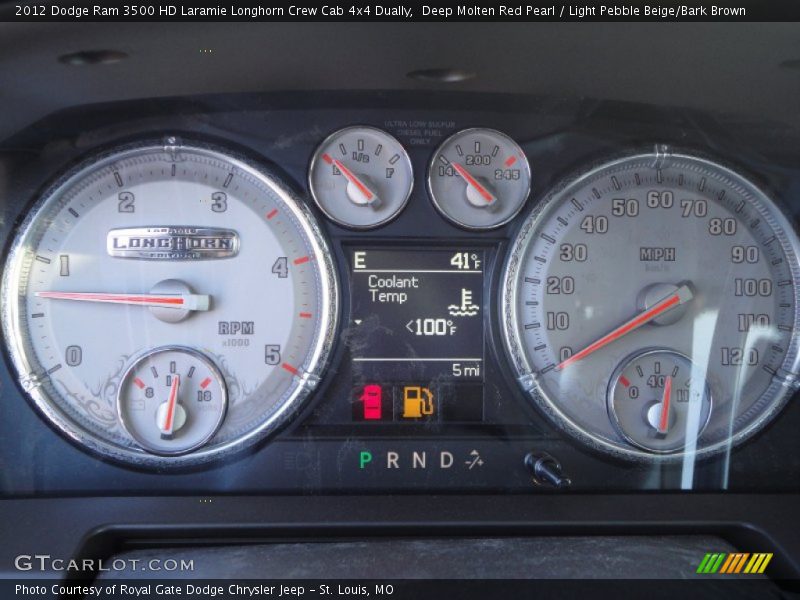 Deep Molten Red Pearl / Light Pebble Beige/Bark Brown 2012 Dodge Ram 3500 HD Laramie Longhorn Crew Cab 4x4 Dually