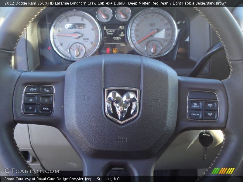 Deep Molten Red Pearl / Light Pebble Beige/Bark Brown 2012 Dodge Ram 3500 HD Laramie Longhorn Crew Cab 4x4 Dually