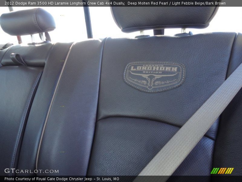 Deep Molten Red Pearl / Light Pebble Beige/Bark Brown 2012 Dodge Ram 3500 HD Laramie Longhorn Crew Cab 4x4 Dually