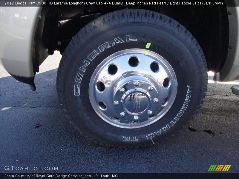 Deep Molten Red Pearl / Light Pebble Beige/Bark Brown 2012 Dodge Ram 3500 HD Laramie Longhorn Crew Cab 4x4 Dually