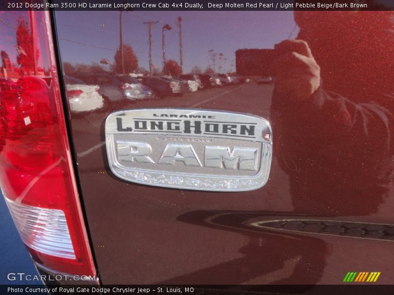 Deep Molten Red Pearl / Light Pebble Beige/Bark Brown 2012 Dodge Ram 3500 HD Laramie Longhorn Crew Cab 4x4 Dually