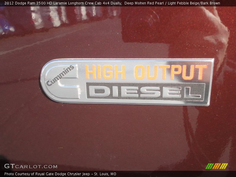 Deep Molten Red Pearl / Light Pebble Beige/Bark Brown 2012 Dodge Ram 3500 HD Laramie Longhorn Crew Cab 4x4 Dually