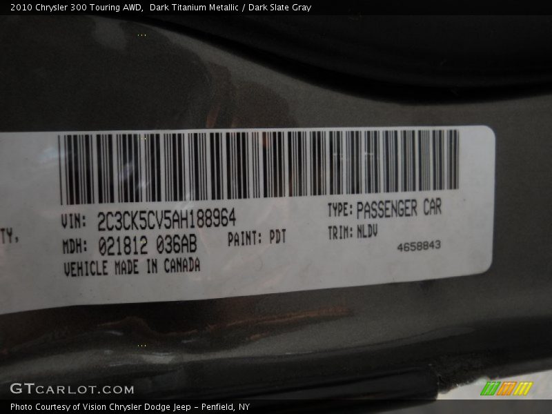 2010 300 Touring AWD Dark Titanium Metallic Color Code PDT
