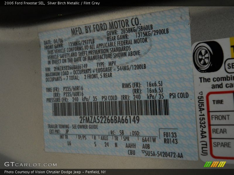Silver Birch Metallic / Flint Grey 2006 Ford Freestar SEL