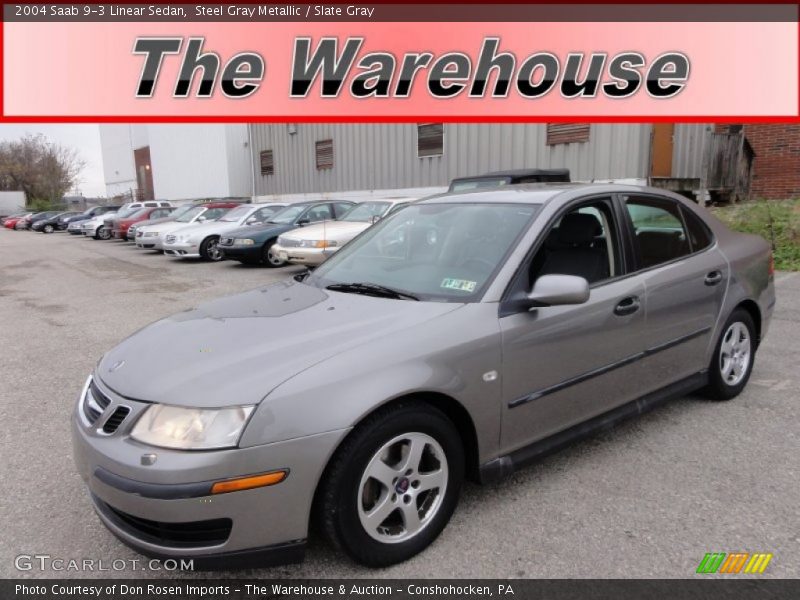 Steel Gray Metallic / Slate Gray 2004 Saab 9-3 Linear Sedan