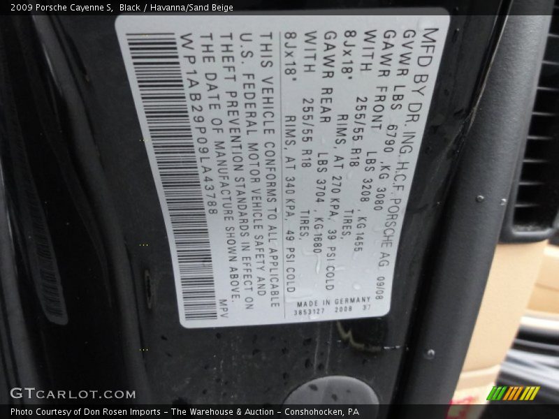 Black / Havanna/Sand Beige 2009 Porsche Cayenne S