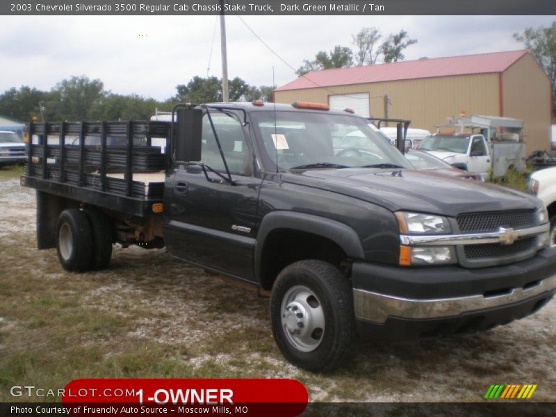 Dark Green Metallic / Tan 2003 Chevrolet Silverado 3500 Regular Cab Chassis Stake Truck