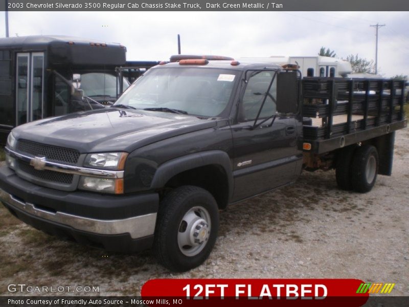 Dark Green Metallic / Tan 2003 Chevrolet Silverado 3500 Regular Cab Chassis Stake Truck