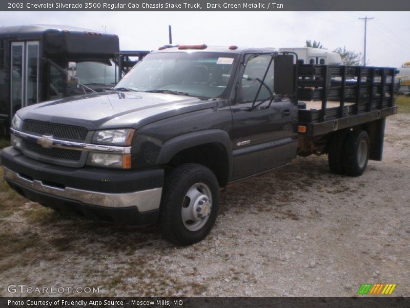 Dark Green Metallic / Tan 2003 Chevrolet Silverado 3500 Regular Cab Chassis Stake Truck