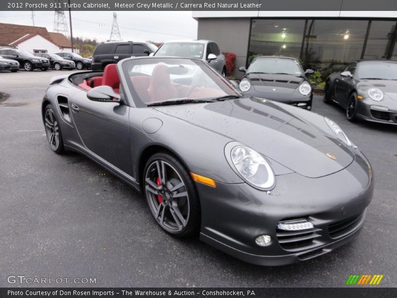 Meteor Grey Metallic / Carrera Red Natural Leather 2012 Porsche 911 Turbo Cabriolet