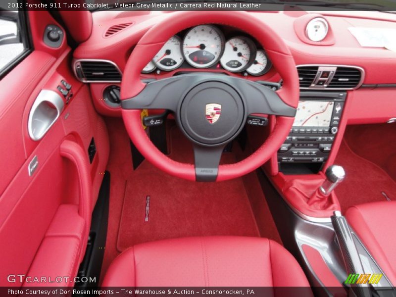 Carrera Red leather wrapped steering wheel - 2012 Porsche 911 Turbo Cabriolet