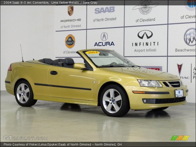 Lime Yellow Metallic / Slate Gray 2004 Saab 9-3 Arc Convertible