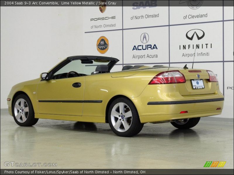 Lime Yellow Metallic / Slate Gray 2004 Saab 9-3 Arc Convertible