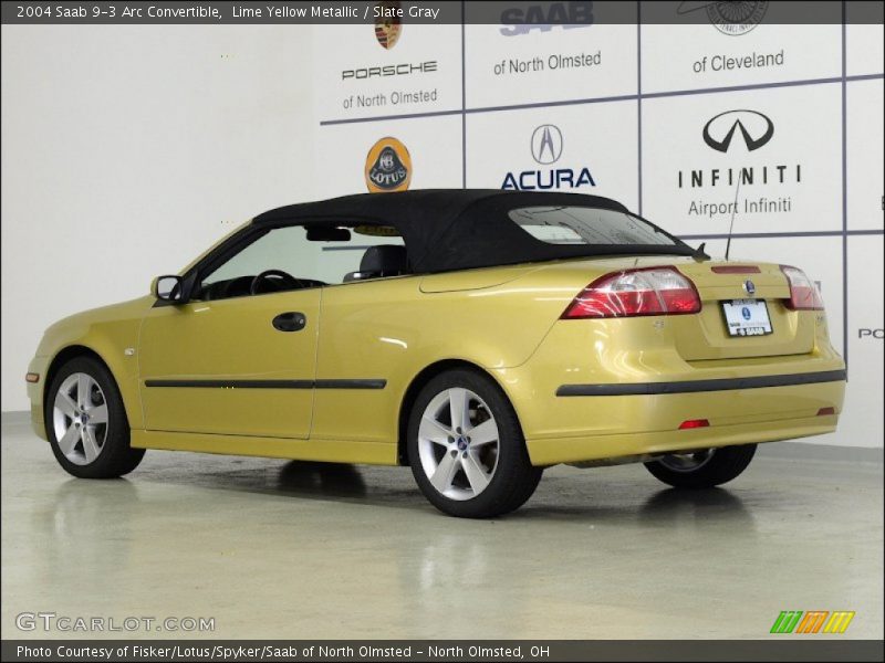 Lime Yellow Metallic / Slate Gray 2004 Saab 9-3 Arc Convertible