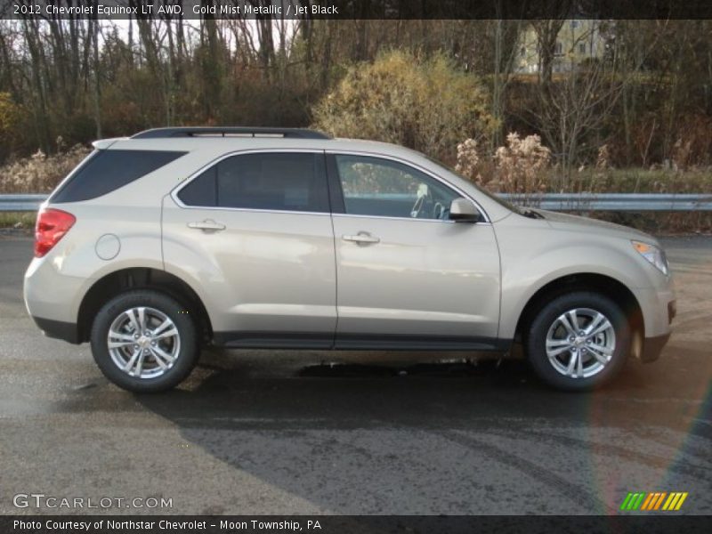 Gold Mist Metallic / Jet Black 2012 Chevrolet Equinox LT AWD