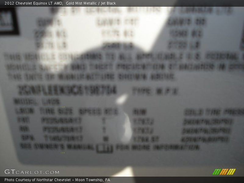 Gold Mist Metallic / Jet Black 2012 Chevrolet Equinox LT AWD