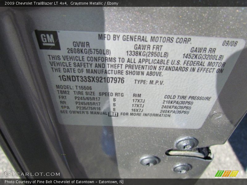 Graystone Metallic / Ebony 2009 Chevrolet TrailBlazer LT 4x4