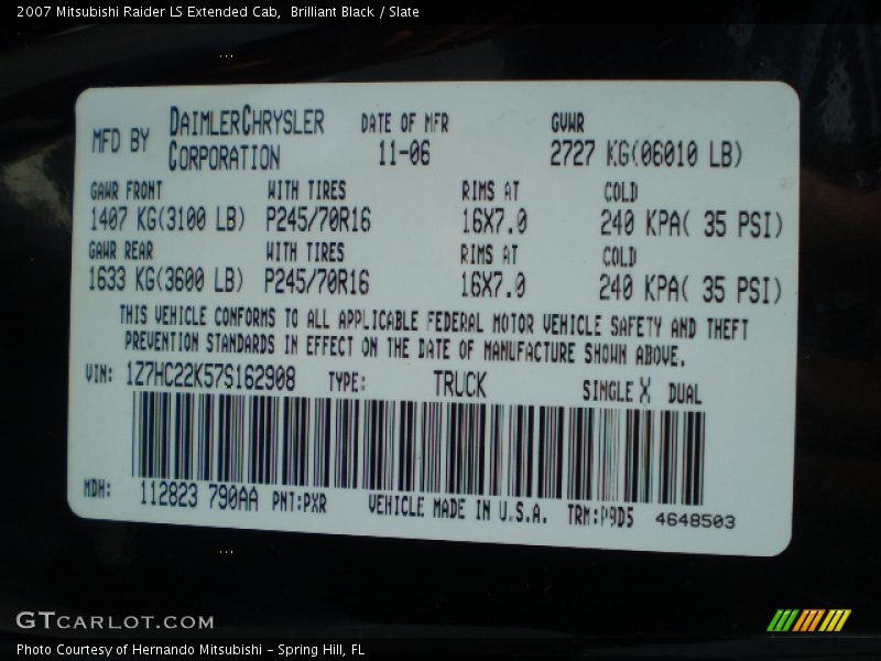Brilliant Black / Slate 2007 Mitsubishi Raider LS Extended Cab