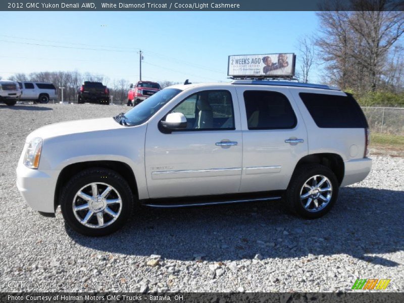 White Diamond Tricoat / Cocoa/Light Cashmere 2012 GMC Yukon Denali AWD