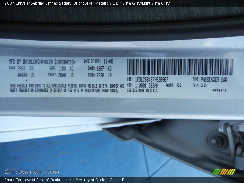 PS2 - 2007 Chrysler Sebring Limited Sedan