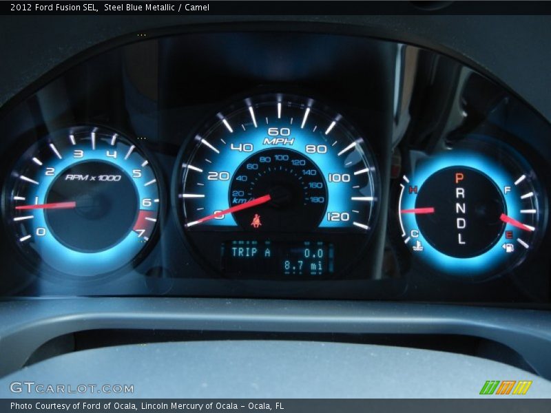 Steel Blue Metallic / Camel 2012 Ford Fusion SEL